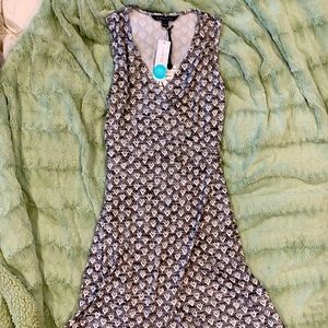 Black/Gray Patterned Wrap Dress